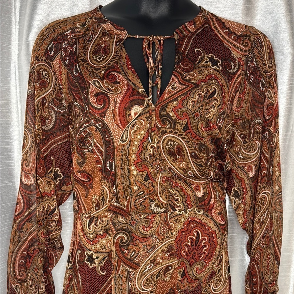 Tommy Hilfiger NWT Paisley Print Lined V Neck 3/4 Sleeve Women’s 18W Maxi Dress
